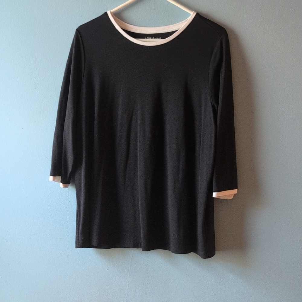 Adrienne Vittadini Black Top with White Accents
